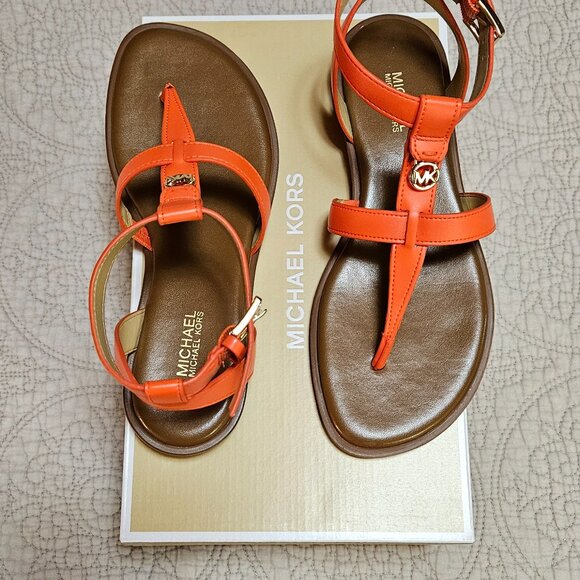 MICHAEL KORS Sasha T-Strap Sandal in Clementine Color. NWT. - Picture 2 of 11